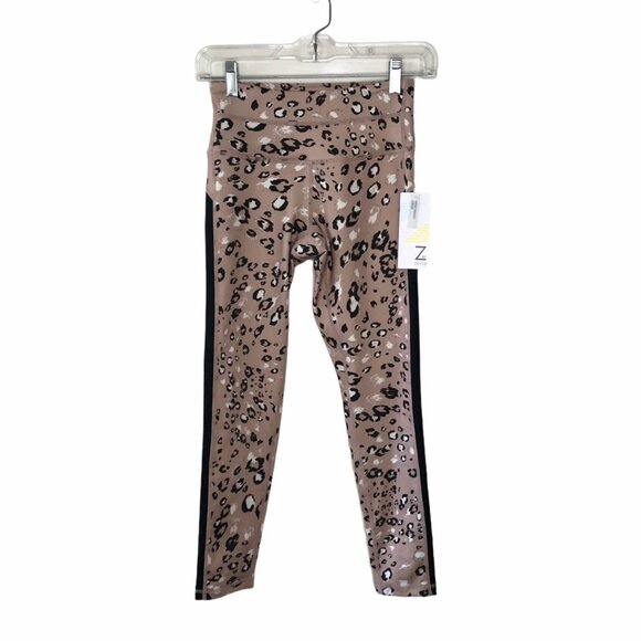 NWT Zella Carmine Animal Print Brown Workout Leggings XS - Picture 1 of 9